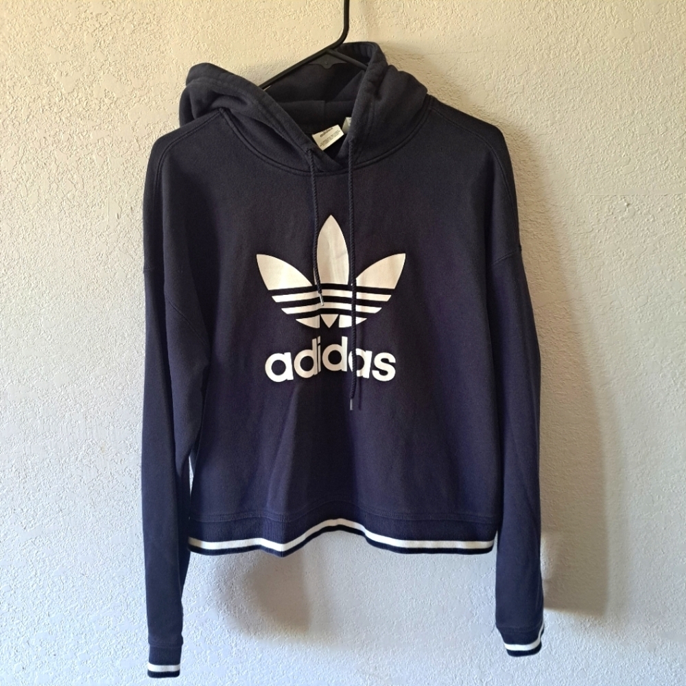 Adidas Originals Cropped Navy Hoodie